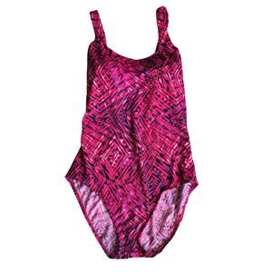 Swimsuits For All Aquabelle Size 16 One Piece Swimsuit Pink Geometric Print